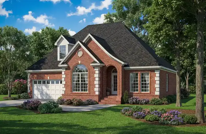 European house plans 12-275 - front exterior, 1,990 sq ft, 3 bed, 2 bath house plans | Monster House Plans