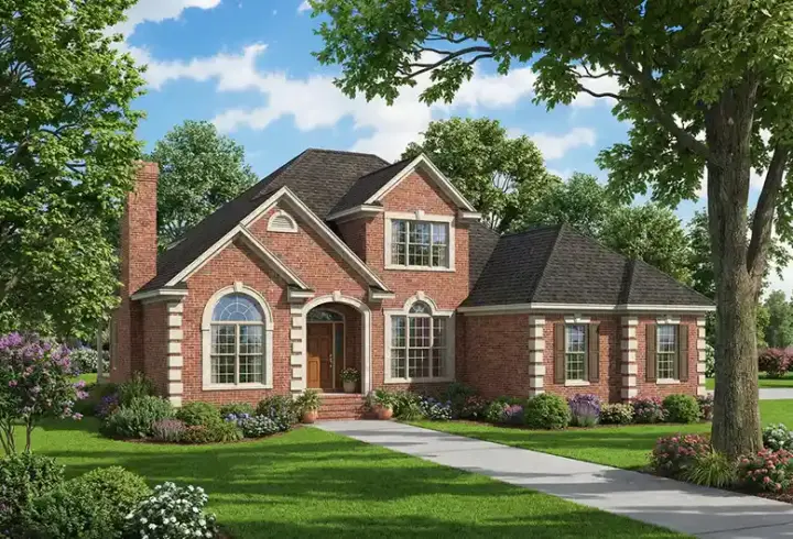 European house plans 12-277 - front exterior, 2,784 sq ft, 4 bed, 2 bath house plans | Monster House Plans