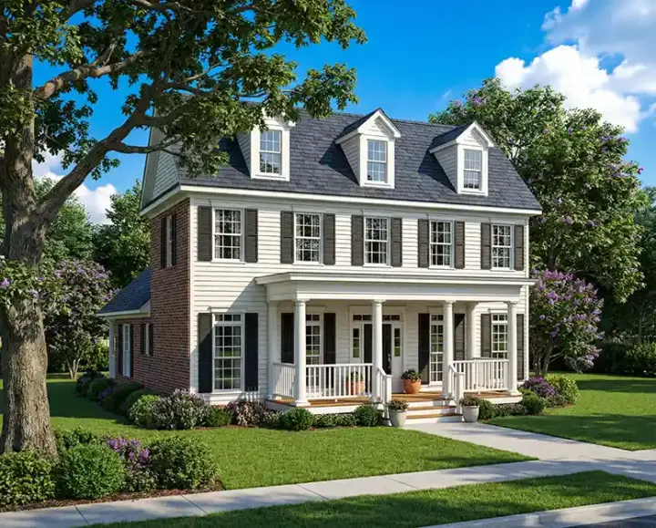 Southern Colonial house plans 12-285 - front exterior, 2,217 sq ft, 3 bed, 2 bath house plans | Monster House Plans