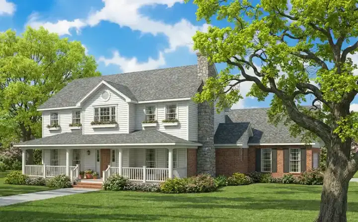 Country house plans 12-300 - front exterior, 2,582 sq ft, 4 bed, 2 bath house plans | Monster House Plans