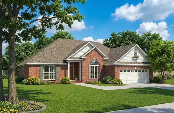 Traditional house plans 12-305 - front exterior, 1,739 sq ft, 3 bed, 2 bath house plans | Monster House Plans