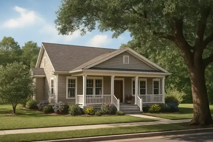 Traditional house plans 12-323 - front exterior, 1,401 sq ft, 3 bed, 2 bath house plans | Monster House Plans