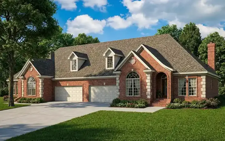 European house plans 12-332 - front exterior, 3,620 sq ft, 6 bed, 4 bath house plans | Monster House Plans