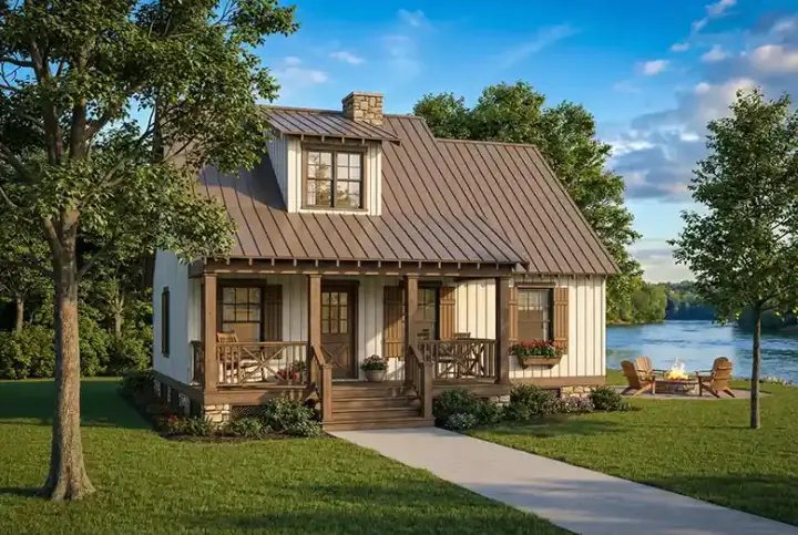 Country house plans 12-336 - front exterior, 1,378 sq ft, 3 bed, 2 bath house plans | Monster House Plans