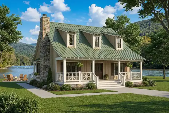 Country house plans 12-337 - front exterior, 1,544 sq ft, 3 bed, 2 bath house plans | Monster House Plans