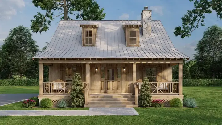 Country house plans 12-342 - front exterior, 1,400 sq ft, 2 bed, 2 bath house plans | Monster House Plans