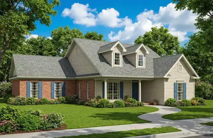 Traditional house plans 12-357 - front exterior, 1,881 sq ft, 3 bed, 2 bath house plans | Monster House Plans