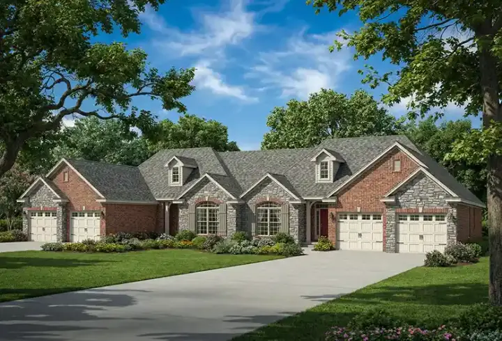 Traditional house plans 12-373 - front exterior, 2,774 sq ft, 4 bed, 4 bath house plans | Monster House Plans