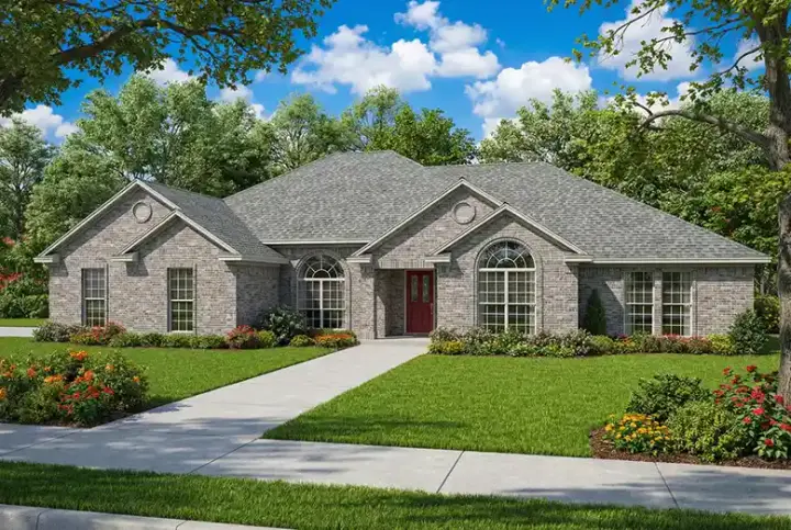 Traditional house plans 12-382 - front exterior, 2,147 sq ft, 4 bed, 2 bath house plans | Monster House Plans