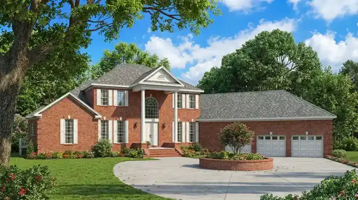 Georgian house plans 12-397 - front exterior, 5,050 sq ft, 5 bed, 3 bath house plans | Monster House Plans