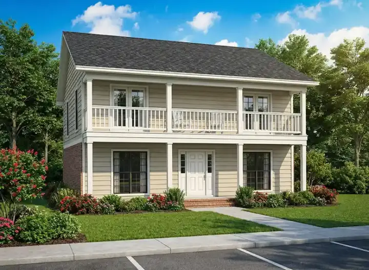 Traditional house plans 12-400 - front exterior, 2,010 sq ft, 4 bed, 2 bath house plans | Monster House Plans