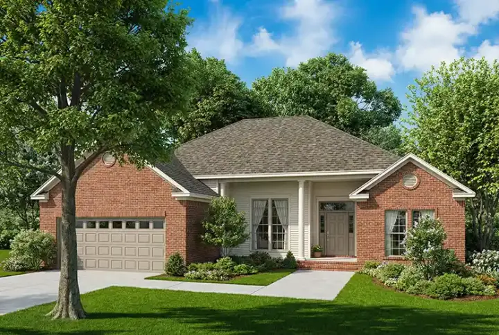Traditional house plans 12-404 - front exterior, 1,786 sq ft, 3 bed, 2 bath house plans | Monster House Plans