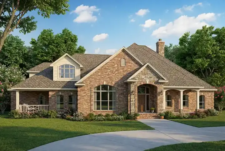 European house plans 12-409 - front exterior, 3,354 sq ft, 4 bed, 4 bath house plans | Monster House Plans