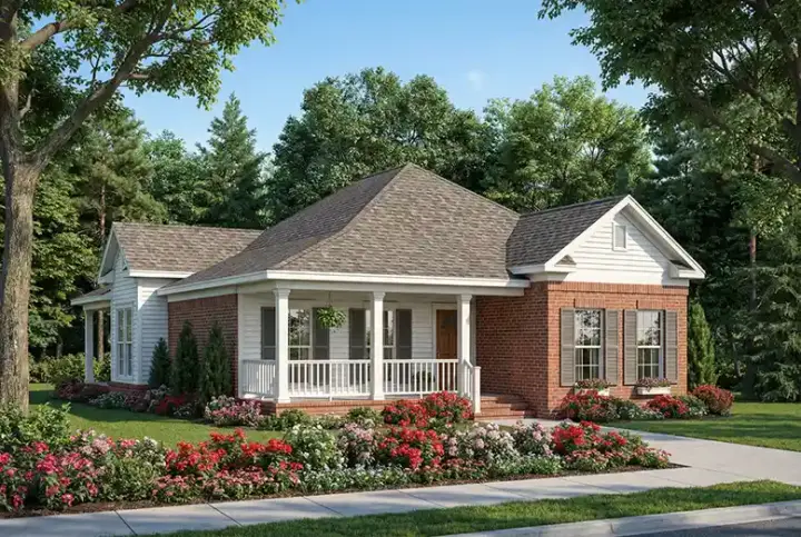 Southern house plans 12-412 - front exterior, 1,601 sq ft, 3 bed, 2 bath house plans | Monster House Plans