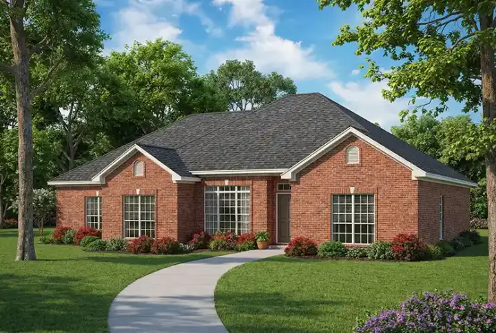 Traditional house plans 12-424 - front exterior, 1,841 sq ft, 4 bed, 2 bath house plans | Monster House Plans