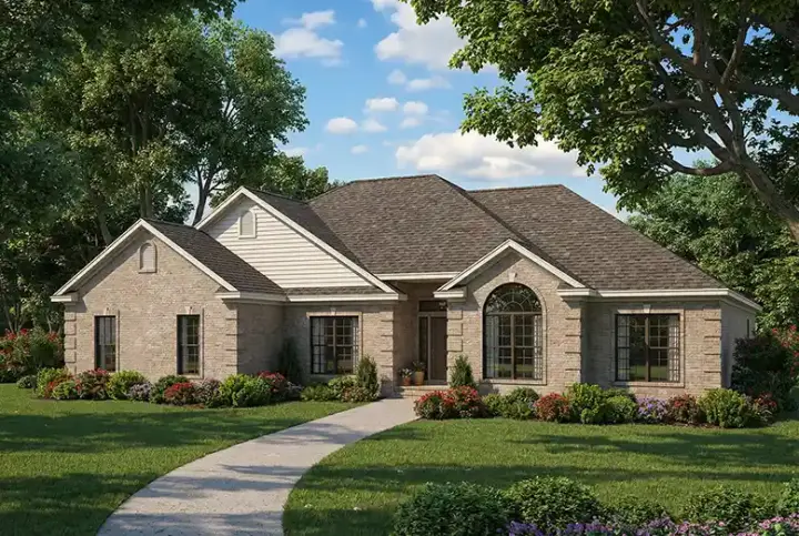 Traditional house plans 12-425 - front exterior, 2,022 sq ft, 4 bed, 3 bath house plans | Monster House Plans