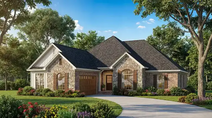 Traditional house plans 12-427 - front exterior, 1,931 sq ft, 3 bed, 2 bath house plans | Monster House Plans