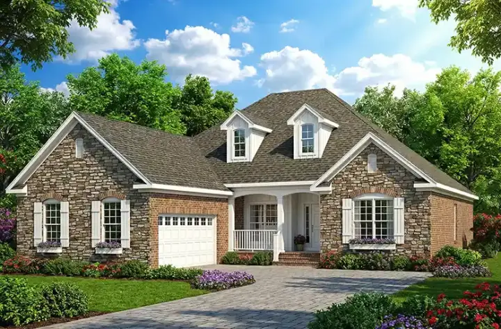 Traditional house plans 12-430 - front exterior, 1,930 sq ft, 4 bed, 2 bath house plans | Monster House Plans