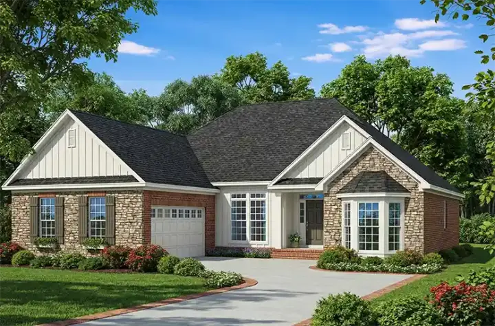 Traditional house plans 12-431 - front exterior, 1,882 sq ft, 3 bed, 2 bath house plans | Monster House Plans