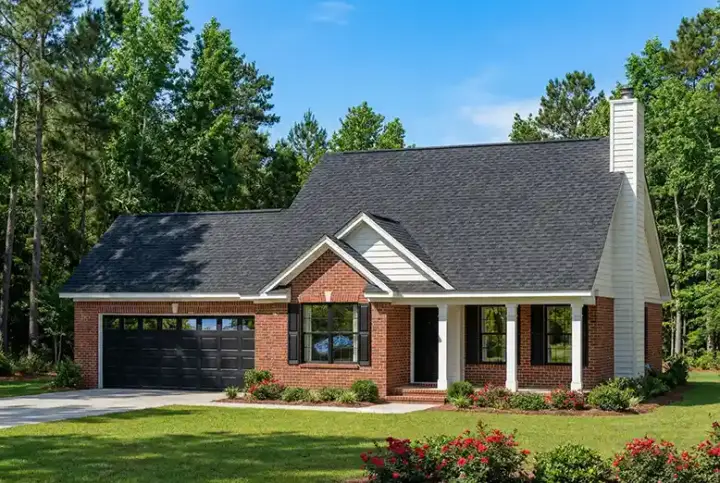 Traditional house plans 12-438 - front exterior, 1,294 sq ft, 3 bed, 2 bath house plans | Monster House Plans