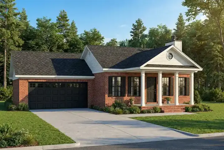 Georgian house plans 12-439 - front exterior, 1,169 sq ft, 2 bed, 2 bath house plans | Monster House Plans
