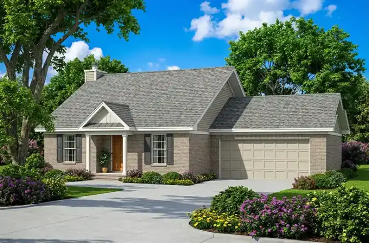 Traditional house plans 12-441 - front exterior, 1,324 sq ft, 3 bed, 2 bath house plans | Monster House Plans