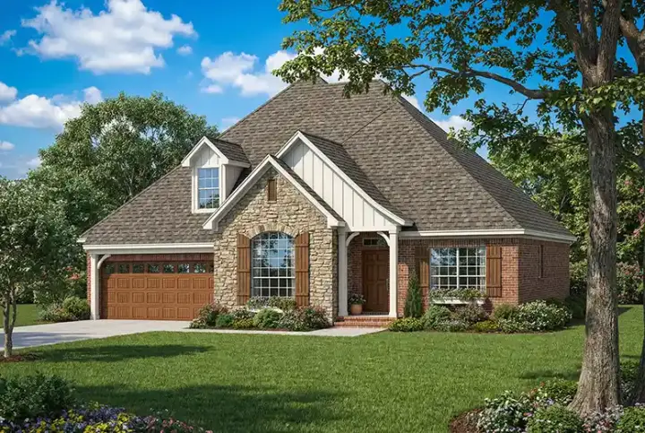 French Country house plans 12-443 - front exterior, 2,290 sq ft, 4 bed, 2 bath house plans | Monster House Plans