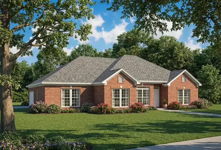 Traditional house plans 12-449 - front exterior, 1,863 sq ft, 4 bed, 2 bath house plans | Monster House Plans