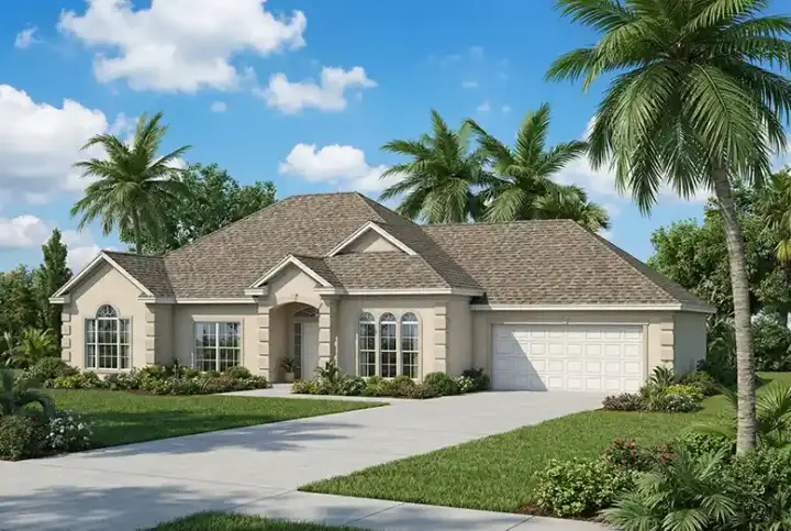 Mediterranean house plans 12-456 - front exterior, 2,121 sq ft, 3 bed, 2 bath house plans | Monster House Plans