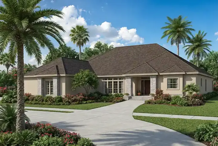 Florida house plans 12-458 - front exterior, 3,021 sq ft, 4 bed, 3 bath house plans | Monster House Plans