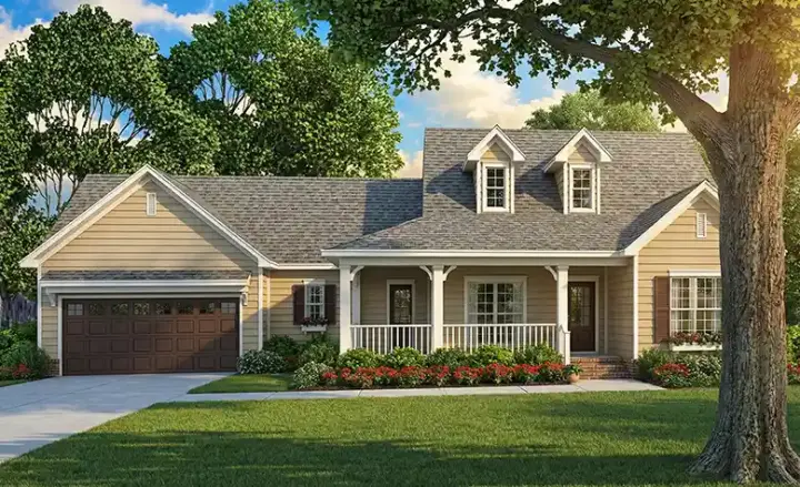 Country house plans 12-473 - front exterior, 1,813 sq ft, 3 bed, 2 bath house plans | Monster House Plans