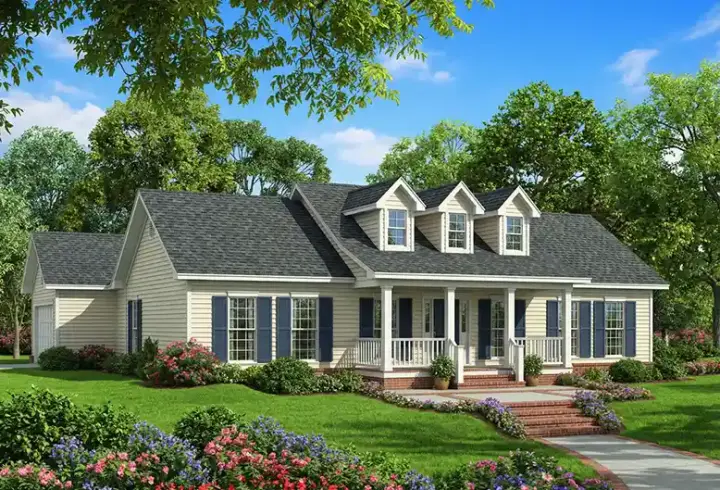 Country house plans 12-475 - front exterior, 1,597 sq ft, 3 bed, 2 bath house plans | Monster House Plans