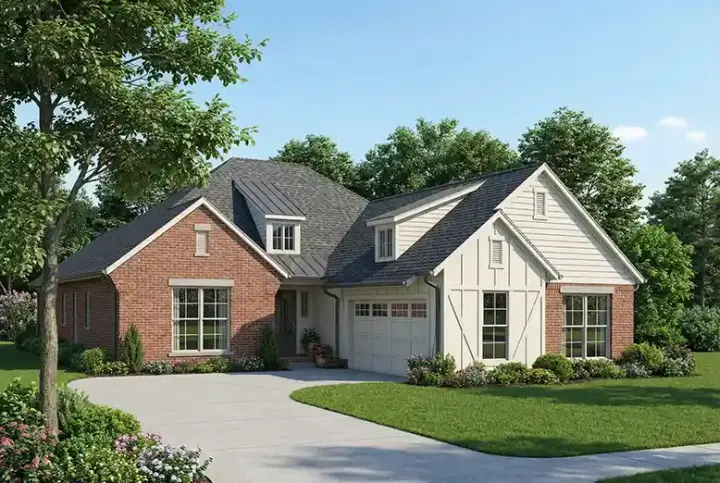 English Country house plans 12-492 - front exterior, 1,747 sq ft, 3 bed, 2 bath house plans | Monster House Plans