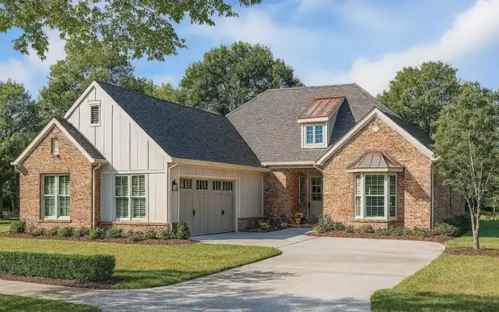 English Country house plans 12-493 - front exterior, 1,474 sq ft, 2 bed, 2 bath house plans | Monster House Plans