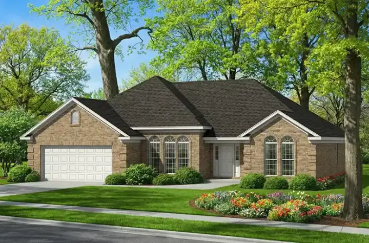 Traditional house plans 12-513 - front exterior, 1,763 sq ft, 3 bed, 2 bath house plans | Monster House Plans
