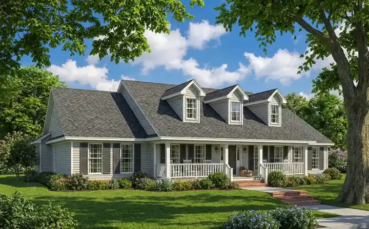 Country house plans 12-517 - front exterior, 2,388 sq ft, 4 bed, 2 bath house plans | Monster House Plans