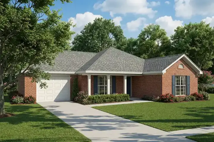 Southern house plans 12-520 - front exterior, 1,258 sq ft, 3 bed, 2 bath house plans | Monster House Plans
