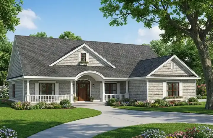 Traditional house plans 12-523 - front exterior, 2,338 sq ft, 4 bed, 2 bath house plans | Monster House Plans