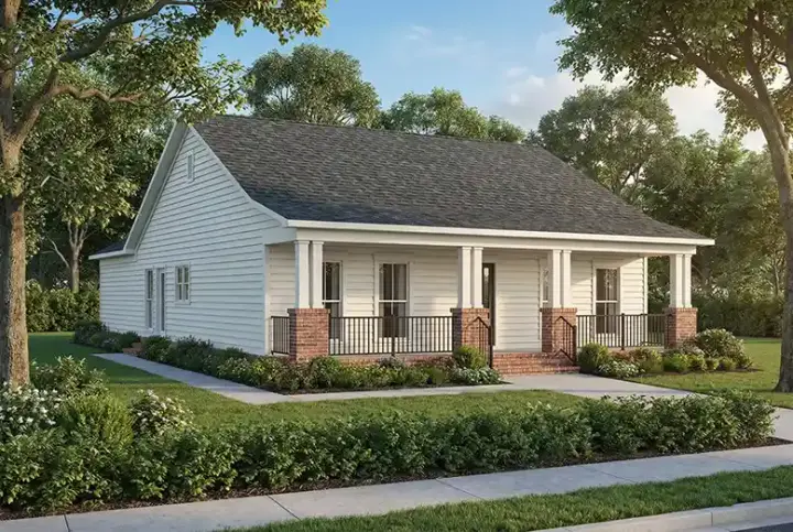 Country house plans 12-528 - front exterior, 1,374 sq ft, 3 bed, 2 bath house plans | Monster House Plans