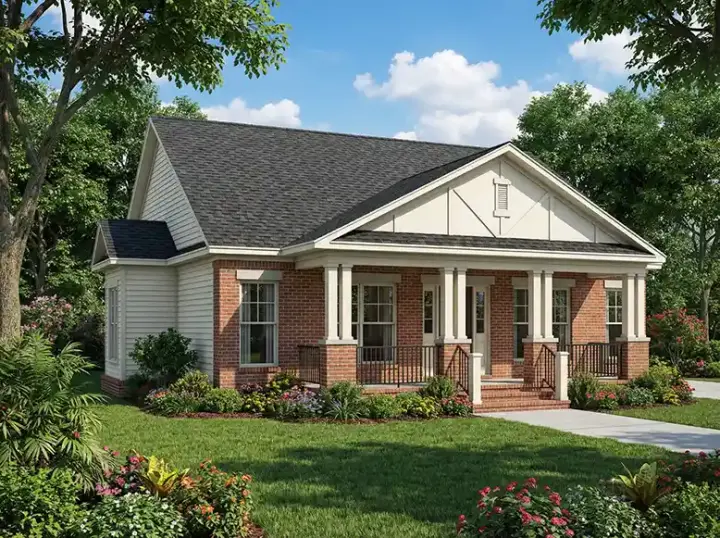 Bungalow house plans 12-532 - front exterior, 1,399 sq ft, 3 bed, 2 bath house plans | Monster House Plans