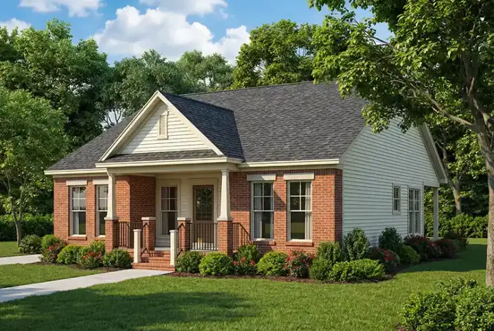Bungalow house plans 12-533 - front exterior, 1,442 sq ft, 3 bed, 2 bath house plans | Monster House Plans