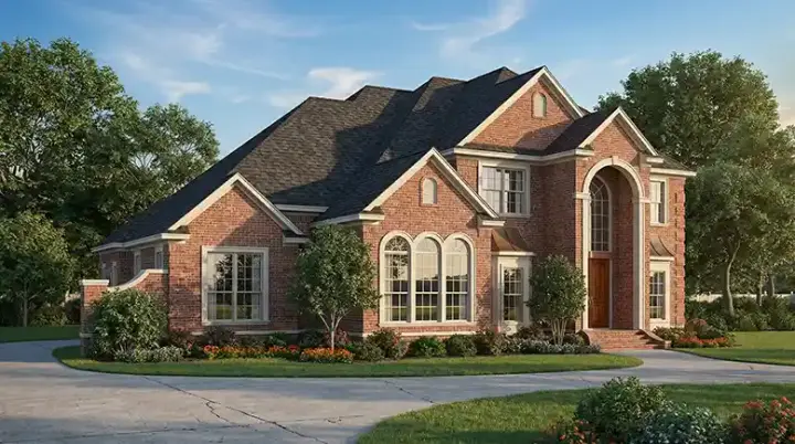 European house plans 12-534 - front exterior, 3,692 sq ft, 5 bed, 5 bath house plans | Monster House Plans