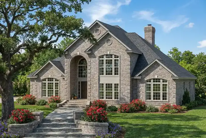 European house plans 12-564 - front exterior, 3,823 sq ft, 3 bed, 3 bath house plans | Monster House Plans
