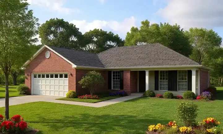Traditional house plans 12-570 - front exterior, 1,210 sq ft, 3 bed, 2 bath house plans | Monster House Plans