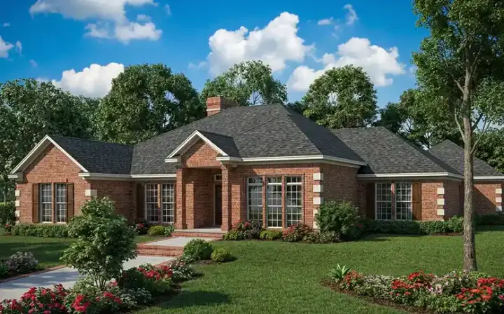 European house plans 12-573 - front exterior, 2,650 sq ft, 4 bed, 2 bath house plans | Monster House Plans