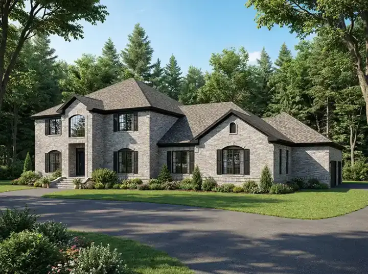 European house plans 12-600 - front exterior, 4,468 sq ft, 4 bed, 4 bath house plans | Monster House Plans