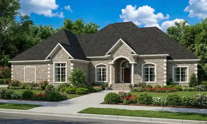European house plans 12-601 - front exterior, 3,653 sq ft, 4 bed, 3 bath house plans | Monster House Plans