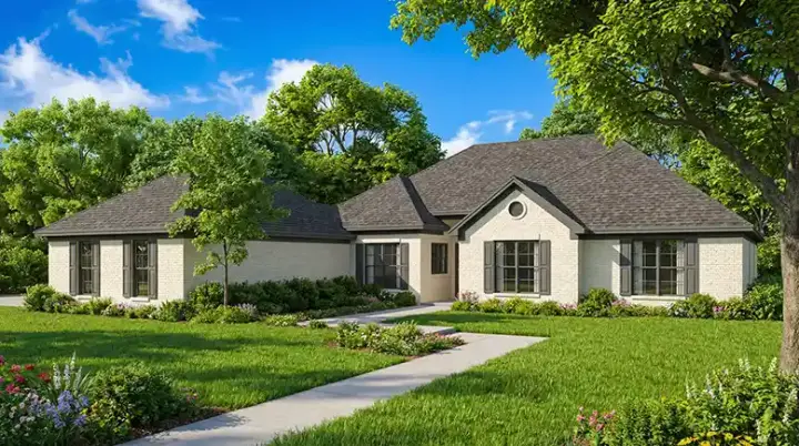 European house plans 12-622 - front exterior, 2,486 sq ft, 4 bed, 3 bath house plans | Monster House Plans