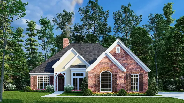 Traditional house plans 12-627 - front exterior, 1,600 sq ft, 3 bed, 2 bath house plans | Monster House Plans