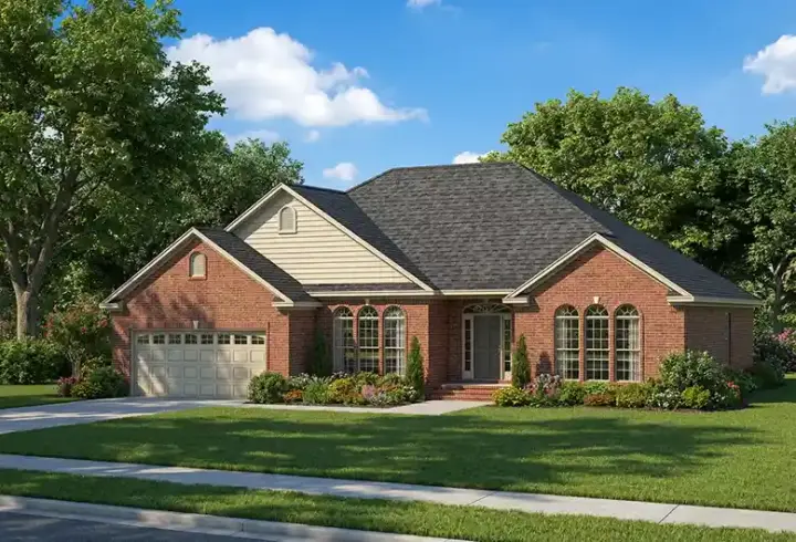 Traditional house plans 12-644 - front exterior, 2,050 sq ft, 4 bed, 2 bath house plans | Monster House Plans